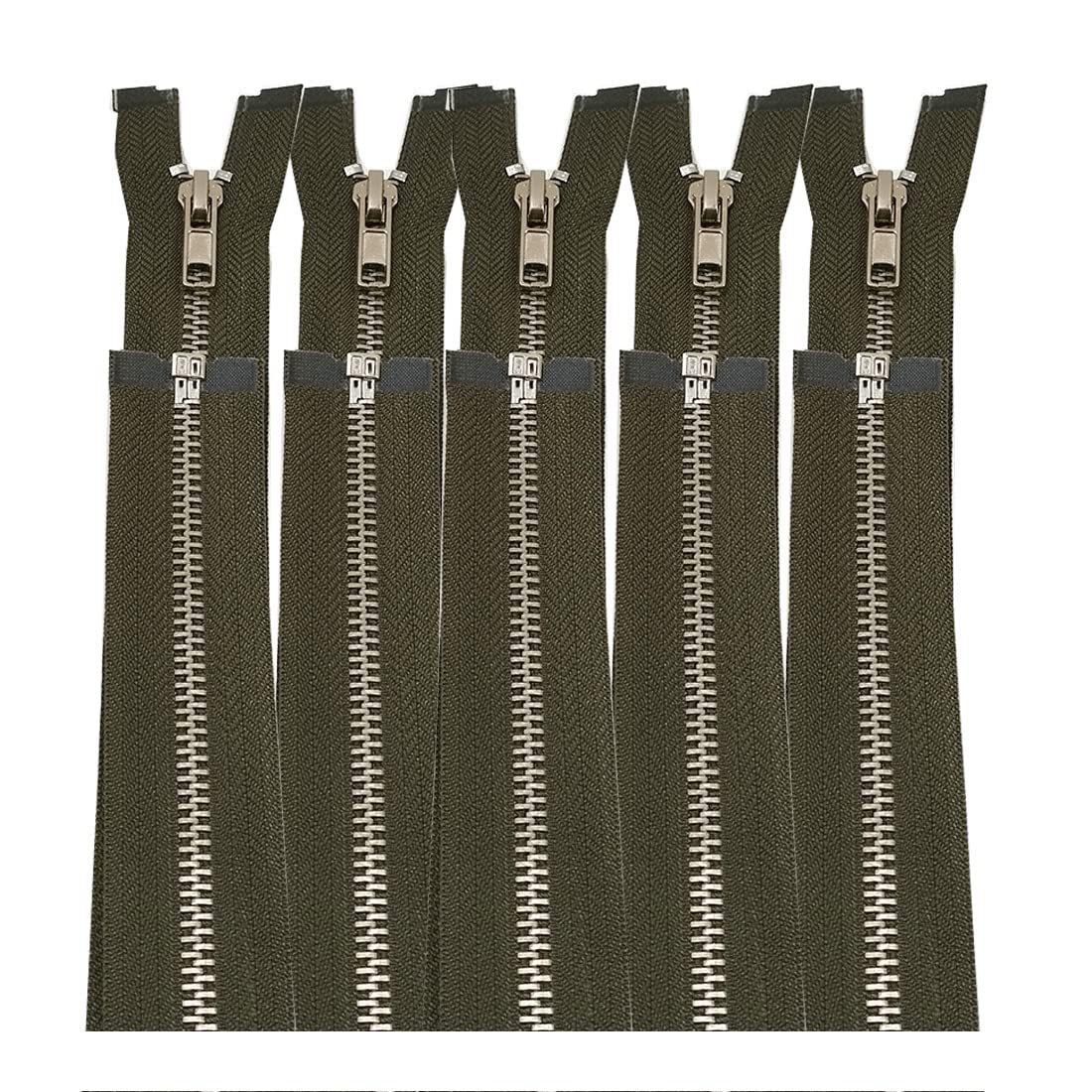 5 Pieces/Open Metal Zippers, Available in Maya 5#, Sewing Zipper, Black, Blue, Gold, Silver, Measurements, Zip for Sewing on Clothes, (80cm 5U, 3075)