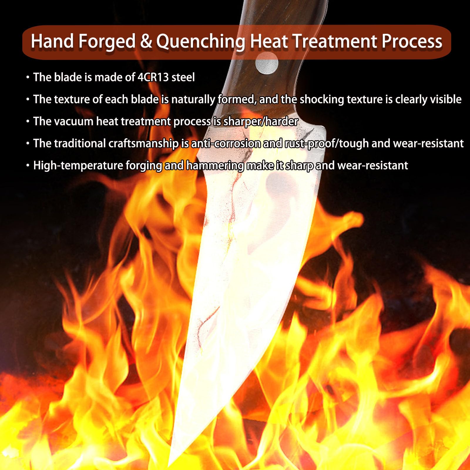 TIANYUE-FONG Fixed Blade Knife with Sheath 8.6 Inch Sharp Blade Full Tang Hunting Knife - Fixed Blade EDC Camping Hiking Hunting Tactical Survival Work Knives for Men - Blet Click