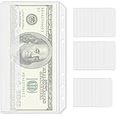 CINDALOG 24pcs A6 Size Binder Pockets Cash Envelopes for Budgeting, A6 Binder Pouch for 6 Ring Binder, Money Folder Organizer for Cash, Side Loading High Capacity Clear Binder Pouch