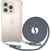 BEIMEITU Lanyard Case for iPhone 16 Pro Strap Clear, Protective Cell Back Cover with Adjustable Neck Cord Strap Lady,Transparent PC Crossbody Phone Case for iPhone 16 Pro Rope Men Summer