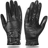 FIORETTO Men’s Chrome-Free Leather Driving Gloves Warm Cashmere Lined Touchscreen Winter Gloves M200814