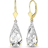 Galaxy Gold GG 10 Carat 14k Solid Gold Russian Heat White Topaz Earrings