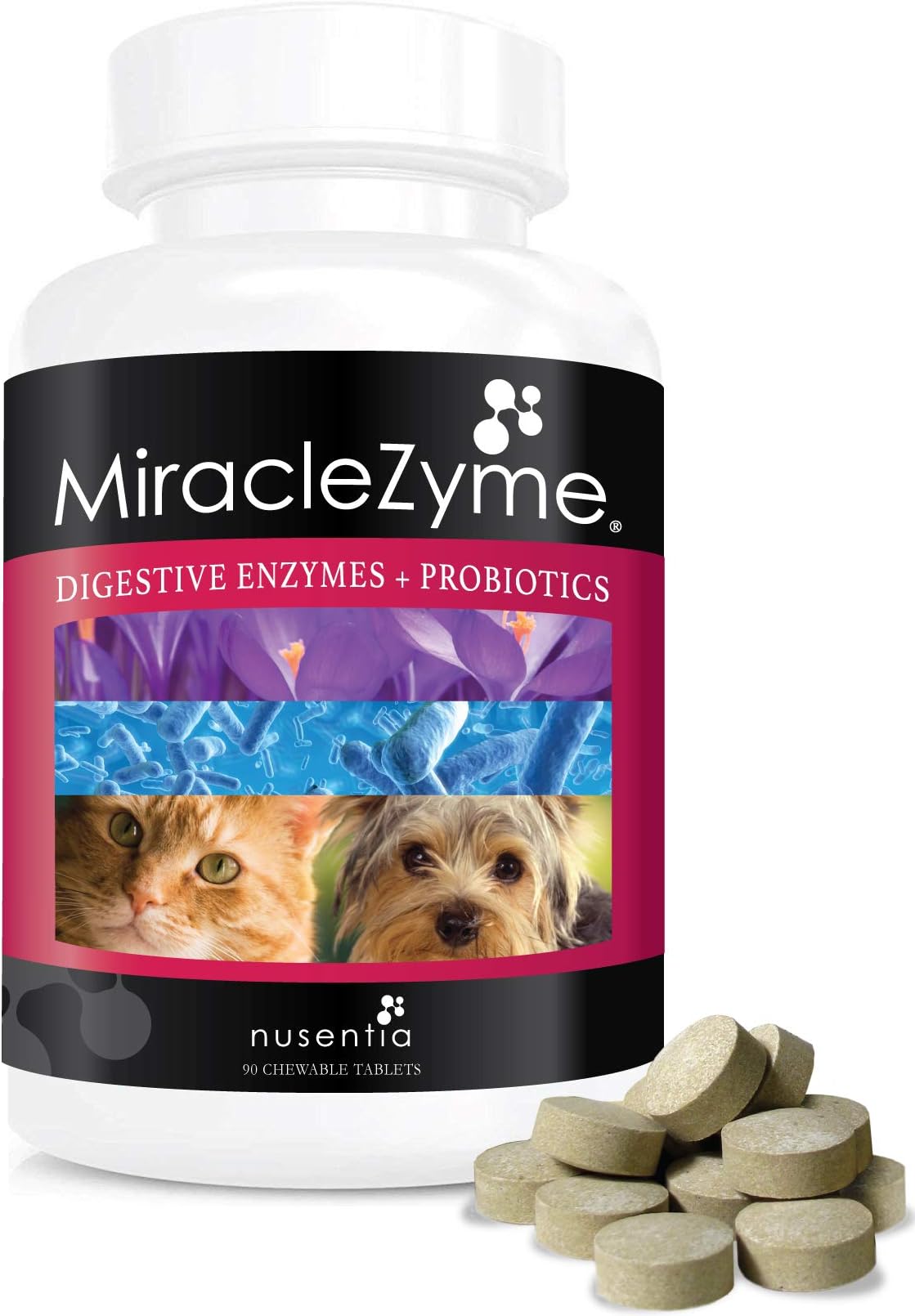 Probiotics for Dogs with Enzymes -Chewables (90ct) -Cats and Dog Tablets-Complete Digestive Remedy for Pets, Controls Gas, Loose Stool, Diarrhea, and More. Great Taste Dogs and Cats Love. Made in USA.