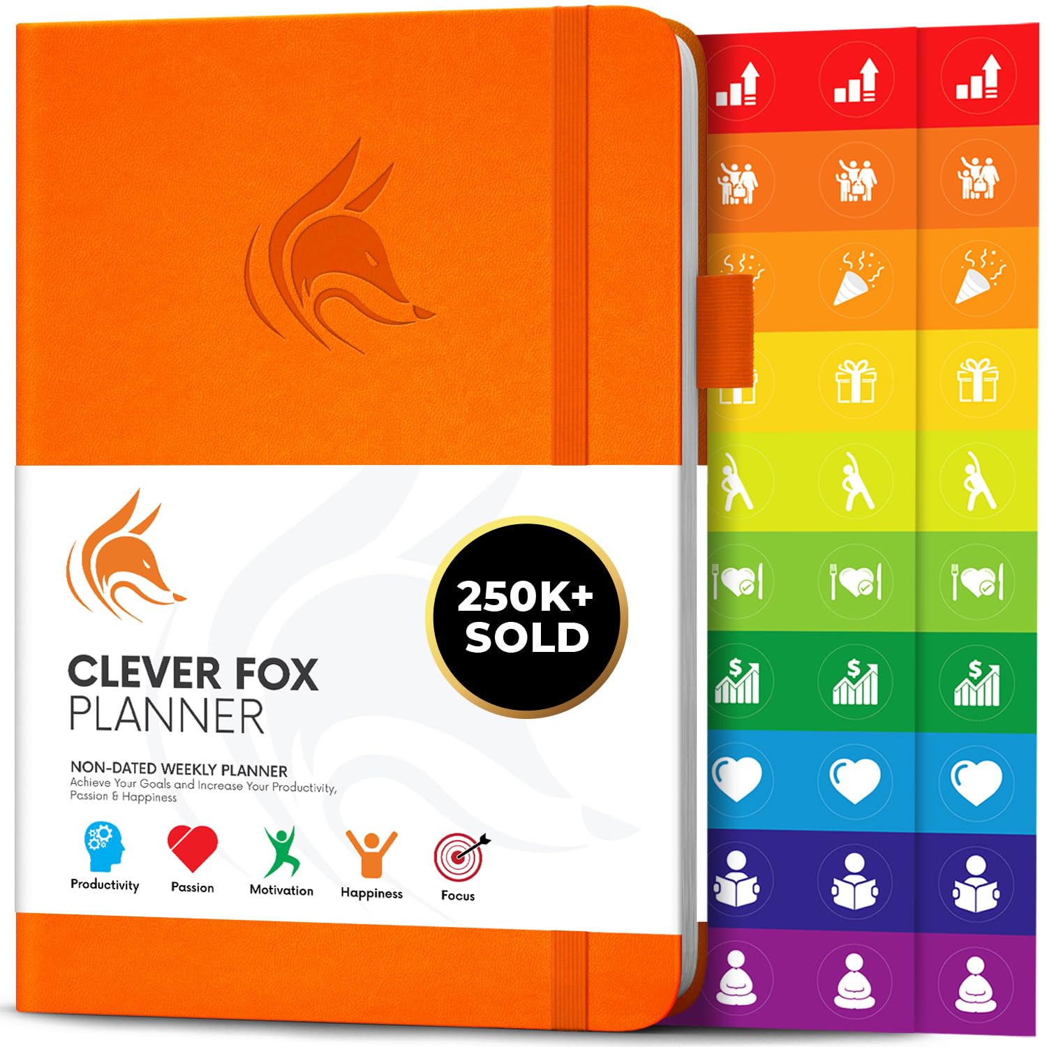 Clever Fox Planner – Undated Weekly & Monthly Organizer Journal for Productivity, Time Management & Goals – A5 (Orange)