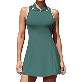 ATTRACO Women Tennis Dresses Polo Golf Dress Zip Up Pleated Workout Dress with Built in Shorts and Bra