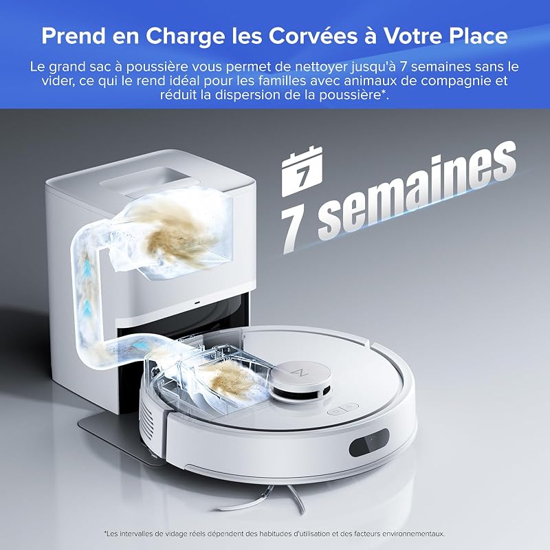 Q7 L5+ Set Aspirateur Robot Laveur avec Station, 8000 Pa