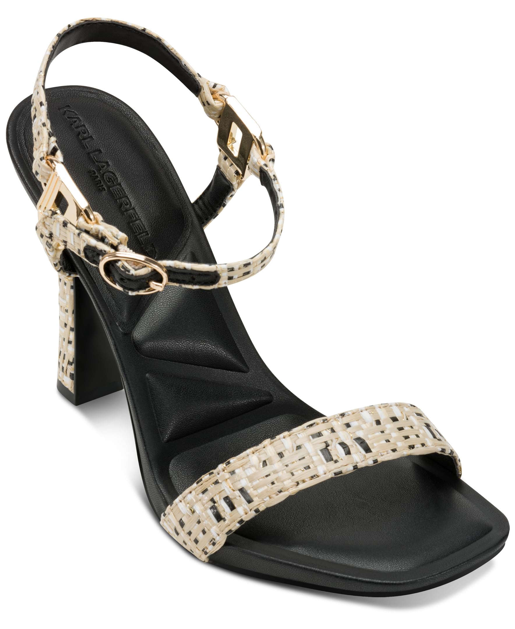 KARL LAGERFELD Paris Women’s Shoes Dress Sandal, Natural/Black, 6.5