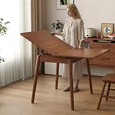DONGMUWUJEE Solid Wood Small Dining Table for 2-6, 23.6"L-47.2"L Expandable Kitchen Table, Designed for Small Spaces, Easy Assembly, Suitable for Kitchen, Dining Room, Living Room, Apartment (Walnut)