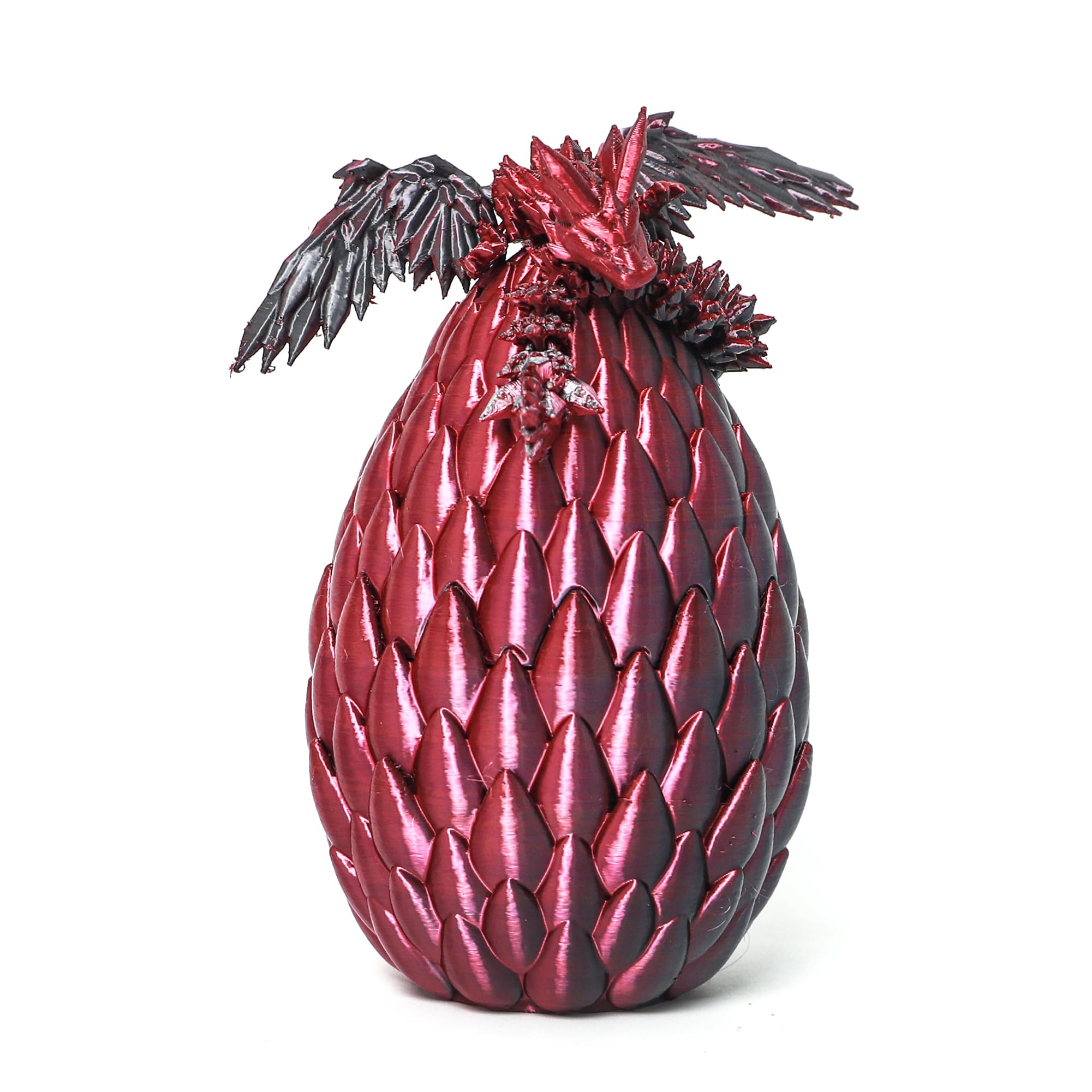 Flavery 3D Printed Flying Dragon in Egg - Black Mix Red - Surprise Easter Basket Essentials with Flexible Winged Dragon Inside, Mystery Beautiful Fidget Toy, Birthday Gift, Desk Figure Decor