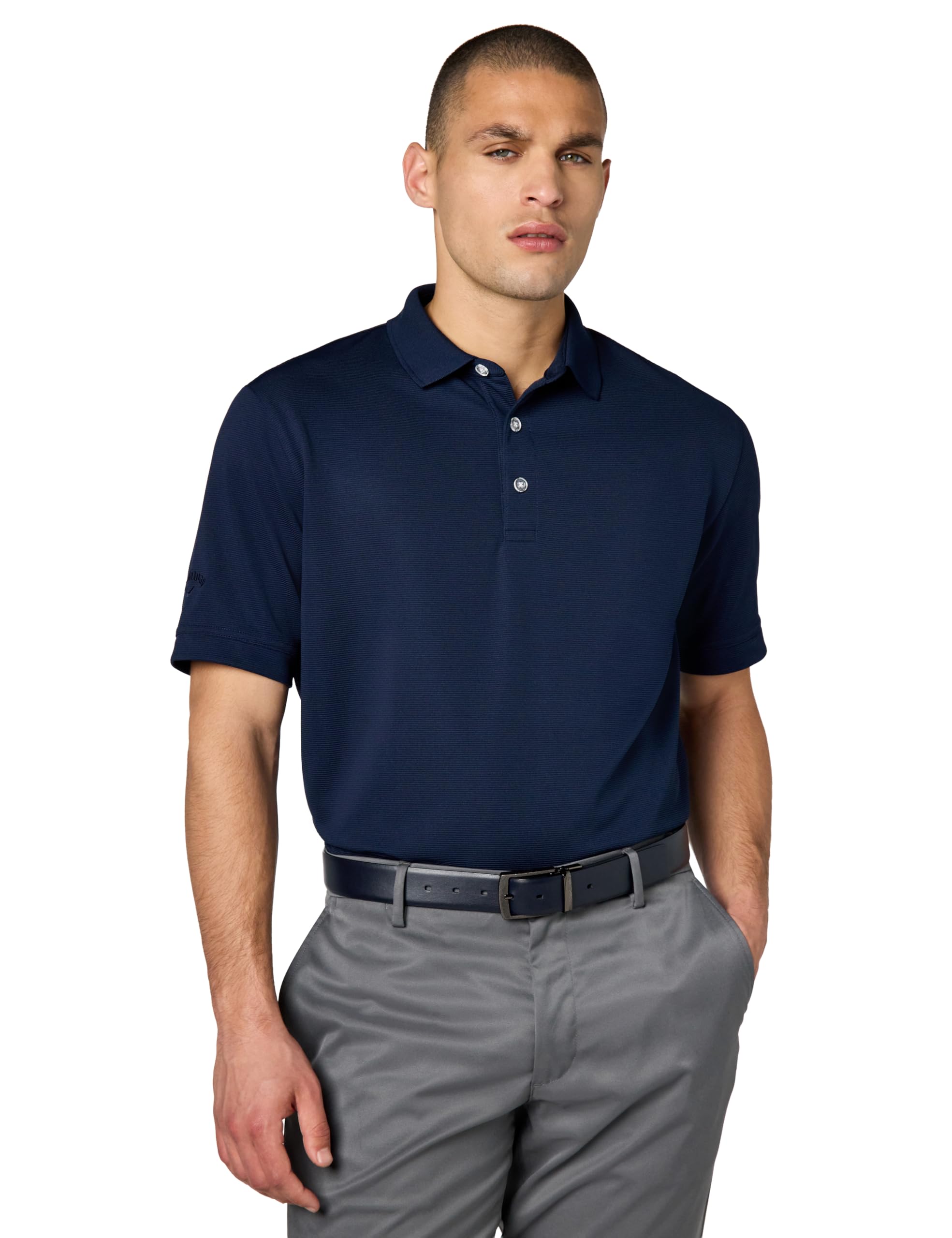 Callaway Men's Opti-Dri Stretch Ottoman Short Sleeve Golf Polo Shirt (Available in Big & Tall) Peacoat Image