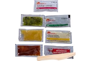 Ketchup, Relish, Mustard & Hot Sauce Packets (25 of each) (100 Total) Ultimate Condiment Bundle - Ensemble Ultime de Condimen