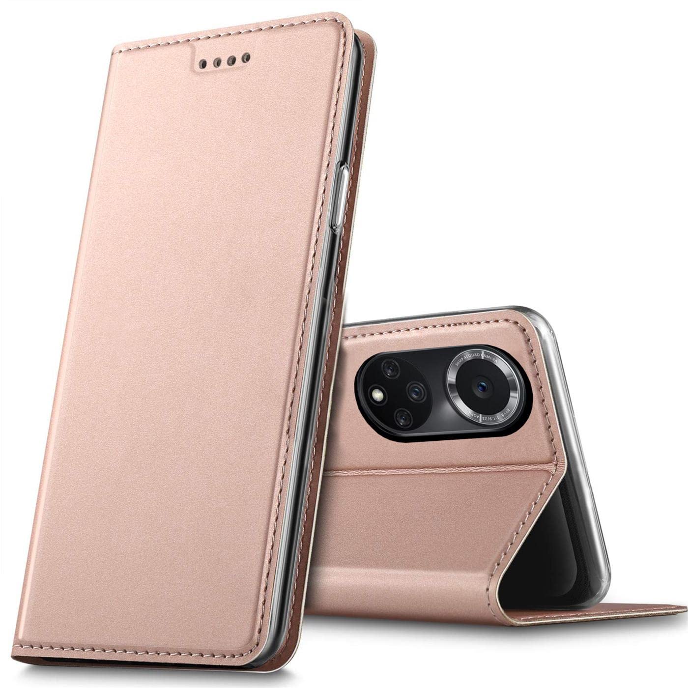 Verco Case compatible with Huawei Nova 9, Honor 50 Flip Wallet Cover with Magnetic Closure for Nova 9 / Honor 50 Phone Case - rose gold