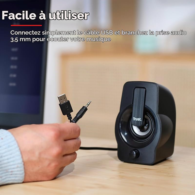 Gemi RGB Enceinte PC 2.0,Haut Parleur 12 W (6 W RMS), Noir