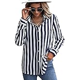 SweatyRocks Women's Long Sleeve Button Down Dressy Casual Collared Striped Blouse