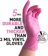 OKIAAS Pink Vinyl Gloves Medium 50 Count Latex-Free PVC Kitchen Lab view 2