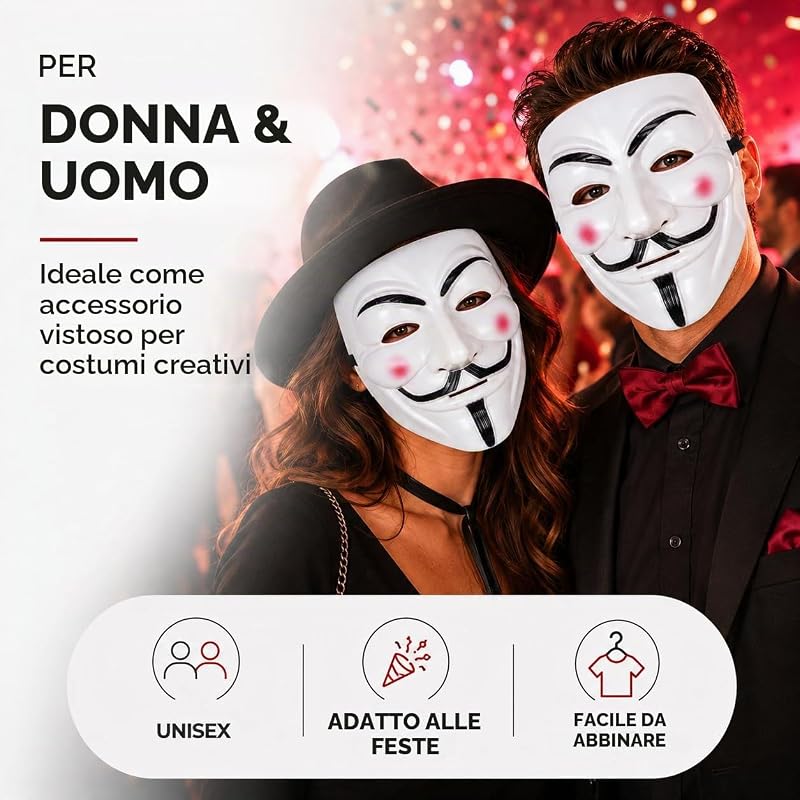 Maschera da vendetta come accessorio per costumi da donna e da uomo, da bambino e da adulto, in occasione di carnevale anonimo e in maschera — foto 3 di 8