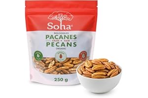 Soha Organic Raw Pecans Halves, Fresh & Delicious, Natural Protein Snack, Gluten-Free, Energizing Treat for Baking, Cooking &
