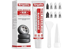 Erigathe Tire Repair Glue, Tire Sidewall Repair Glue, Black Rubber Cement Tire Repair, Two Sizes Tire Repair Nail, Repair Glue for Bike, Car, Motorcycle, Off-Road, Truck, Tractor (50ml)