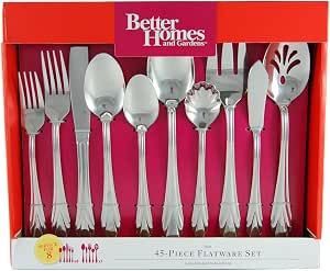 Amazon.com | Better Homes & Gardens Rose 45-piece Flatware Set: Better ...