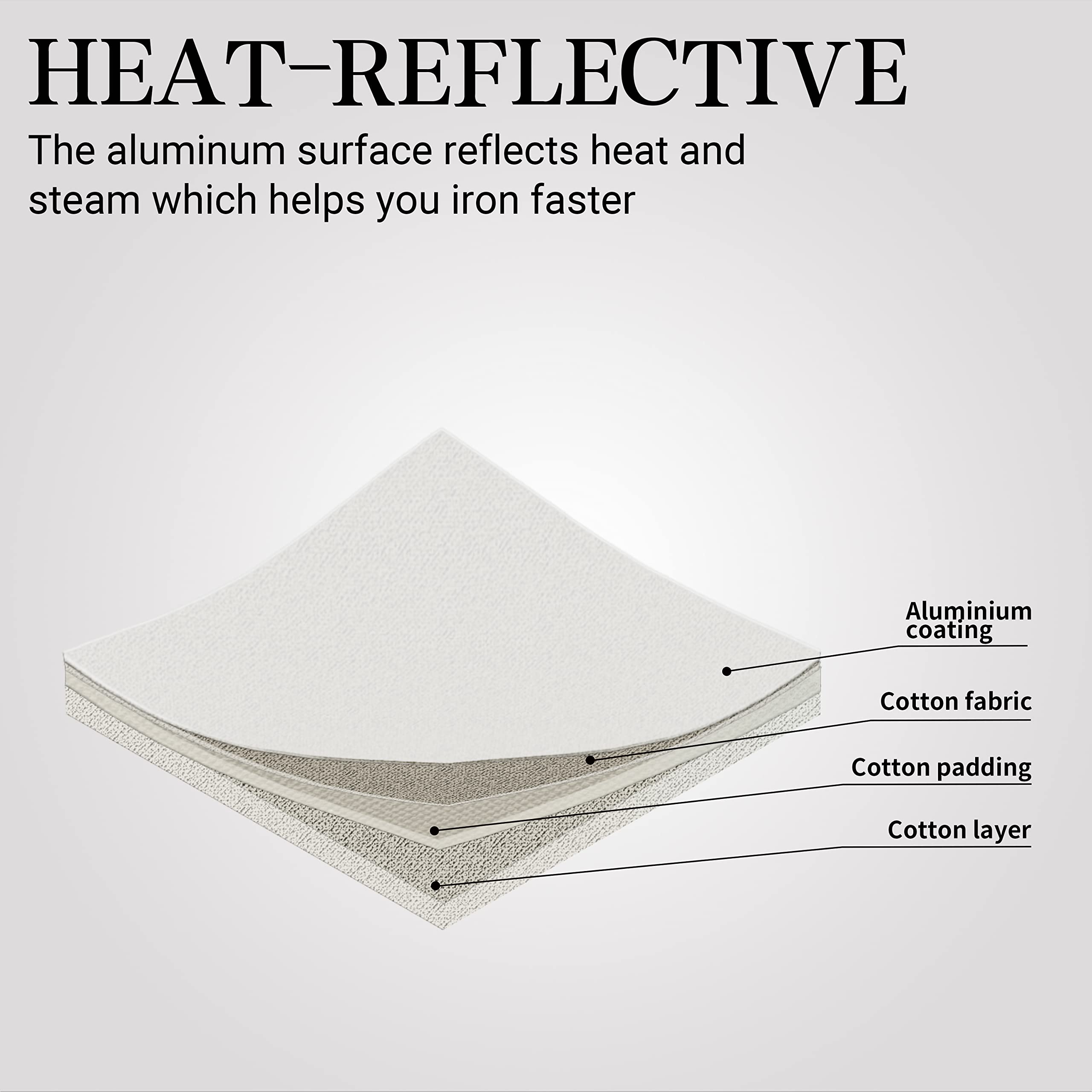 Ironing Board Cover and Pad | 100% Cotton Cover with Padding Standard Size with Aluminum Coating | Heat-Reflective Ironing Board with Elastic Edges Set | 54