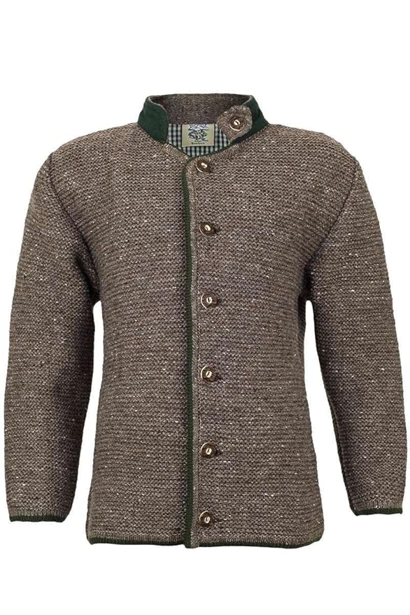 Isar-Trachten Jungen Kinder Strick-Jacke Hellbraun grün, Mode (Hellbraun),