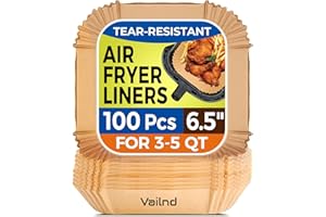 VAILND Air Fryer Paper Liners Disposable: 100PCS Non-Stick Air Fryer Parchment Paper, Food Grade Baking Sheets for Baking Roasting Microwave