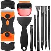Tallew 9 Pcs Plastic Scraper Set Paint Tool Non Scratch Putty, Black | Razor Blade Scrapers for Label Sticker Removal, Safe on Wood Floors Windows, Multi-size Tools for Paint Stripping Work