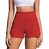 PINSPARK Workout Shorts Women Wide Leg Athletic Shorts High Waisted Yoga Shorts Tummy Control Gym Short with Pockets