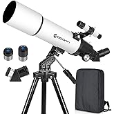 Telescopes for Adults Astronomy, 80mm Aperture 600mm Refractor Telescope for Kids & Beginners, Compact and Portable Travel Telescopio with Backpack