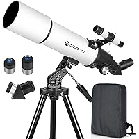 Telescopes for Adults Astronomy, 80mm Aperture 600mm Refractor Telescope for Kids & Beginners, Compact and Portable Travel Te