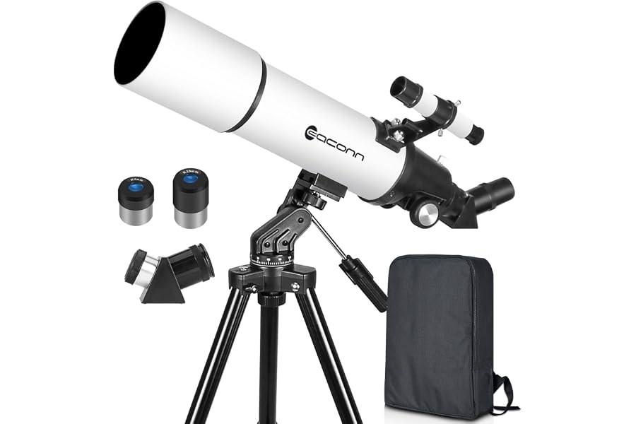 Telescopes for Adults Astronomy, 80mm Aperture 600mm Refractor Telescope for Kids & Beginners, Compact and Portable Travel Telescopio with Backpack