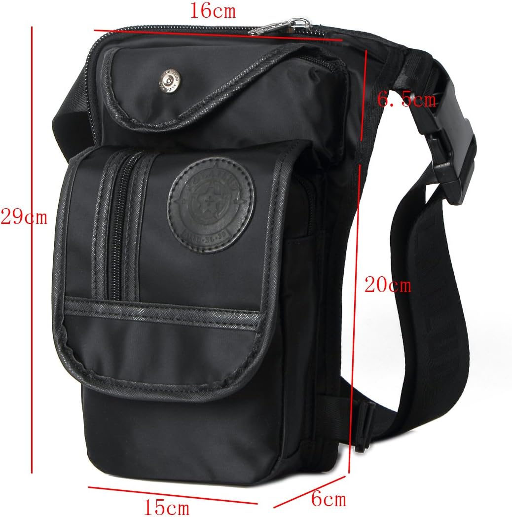 Xieben Nylon Drop Leg Bag for Men Women Tactical Military Thigh Waist Belt Pouch Motorcycle Riding Cycling Travel Tactical Outdoors Sports Bum Fanny Pack Black - Image 4