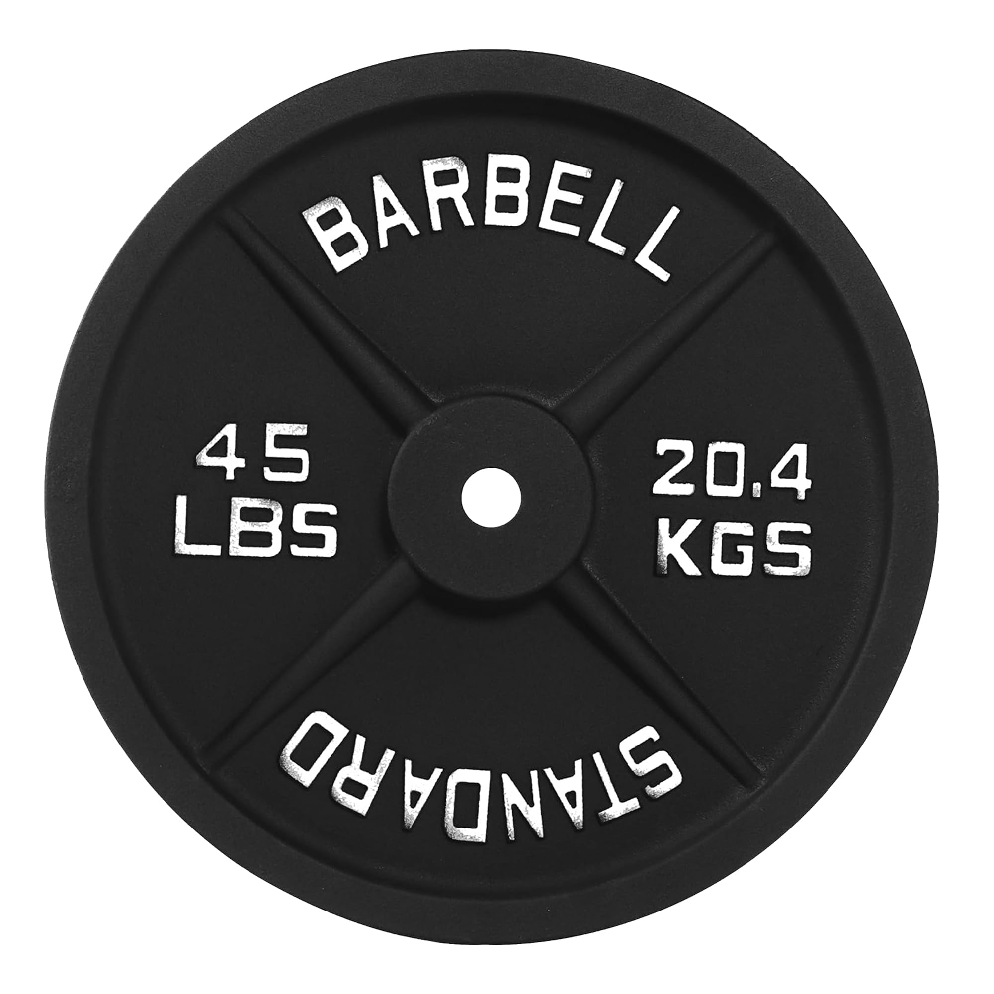Photo 1 of ?45LB Single?Pro-Style Cast Iron Gym Plate | 45 LB Weight with Machined 1" Hole | Precision Silver Numerals (LB/KG) | for Standard Bars