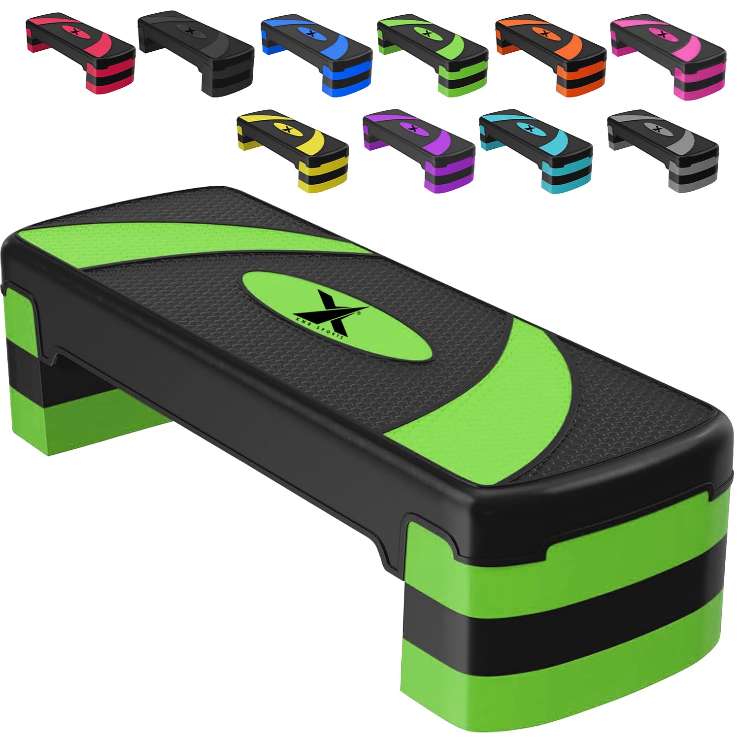 Xn8 Sports Steppers for Exercise Workout Adjustable Height 10cm 15 cm 20cm Sturdy Exercise Step for Gym, Aerobic Steps, Cardio Exercise and Stretching- Exercise Stepper for Home (Green)
