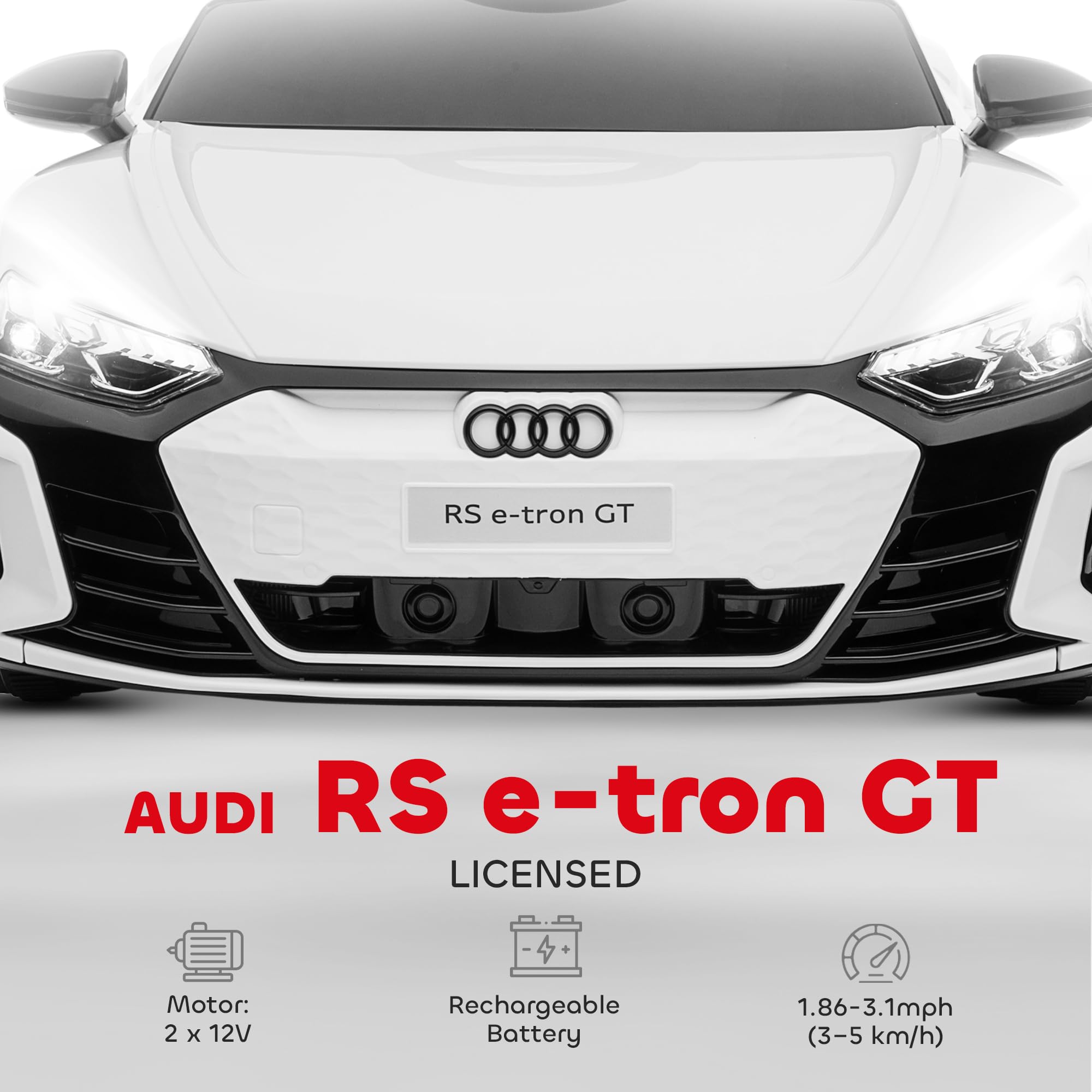 Aosom Licensed Audi RS e-tron GT 12V Ride On Car Truck for Kids, Electric Car Ride On Vehicle w/Parent Remote Control, Music, Lights, for Toddlers, White