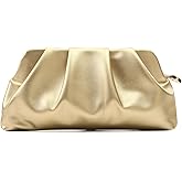 FanChris Evening Bag for Women Ruched Clutch Purse Detachable Metal Chain Crossbody Bag