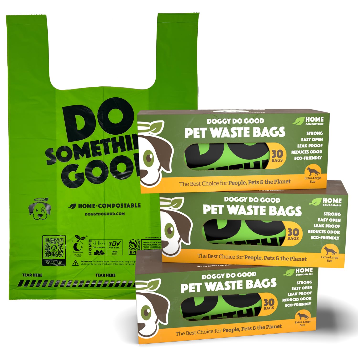 Photo 1 of Doggy Do Good Poop Bags for Dogs (90 Ct), Easy Open Dog Poop Bags Single Roll, Certified Home Compostable