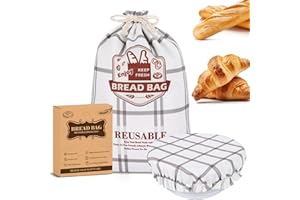 Bread bags for Homemade Bread, Reusable Bread Freezer Bag with Proofing Cover, Linen Sourdough Bread Storage Bag to Keep Fres