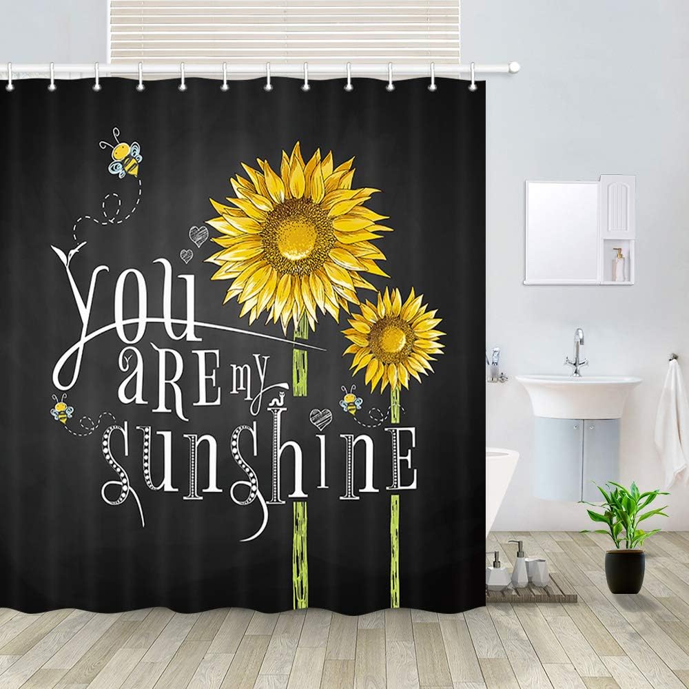 DYNH Country Sunflower Shower Curtain, Rusitc Flowers and