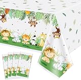PIXHOTUL Jungle Safari Tablecloths 4 Pack 130 x 220cm Plastic Kids Party
