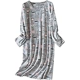 American Trends Womens Long Sleeve Nightgowns Sleep Shirts Night Shirts Night Gown House Dresses Ladies Night Dress
