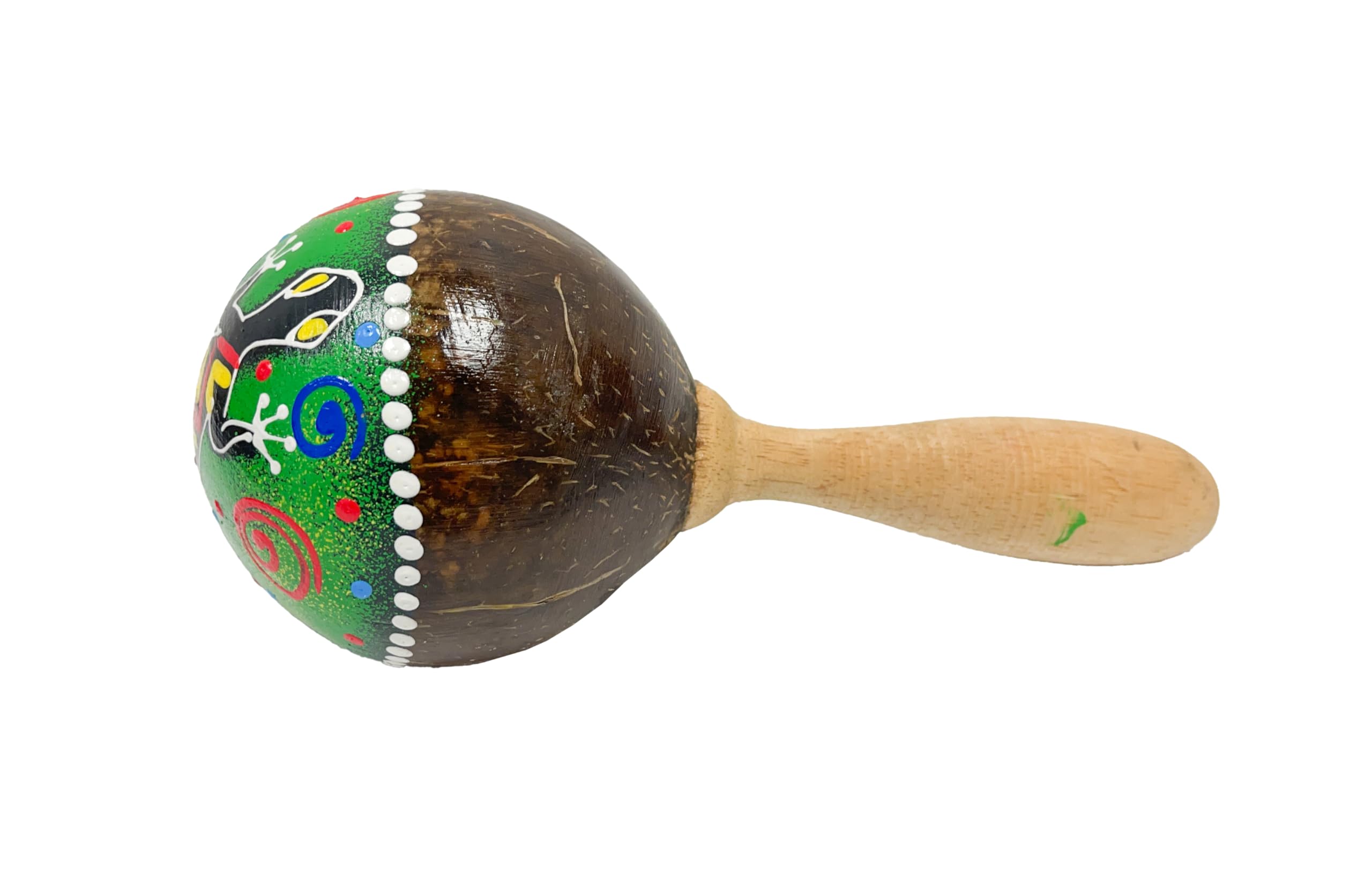 Dot Painted Maracas - Multicoloured Coconut - Hand Carved Musical Instrument