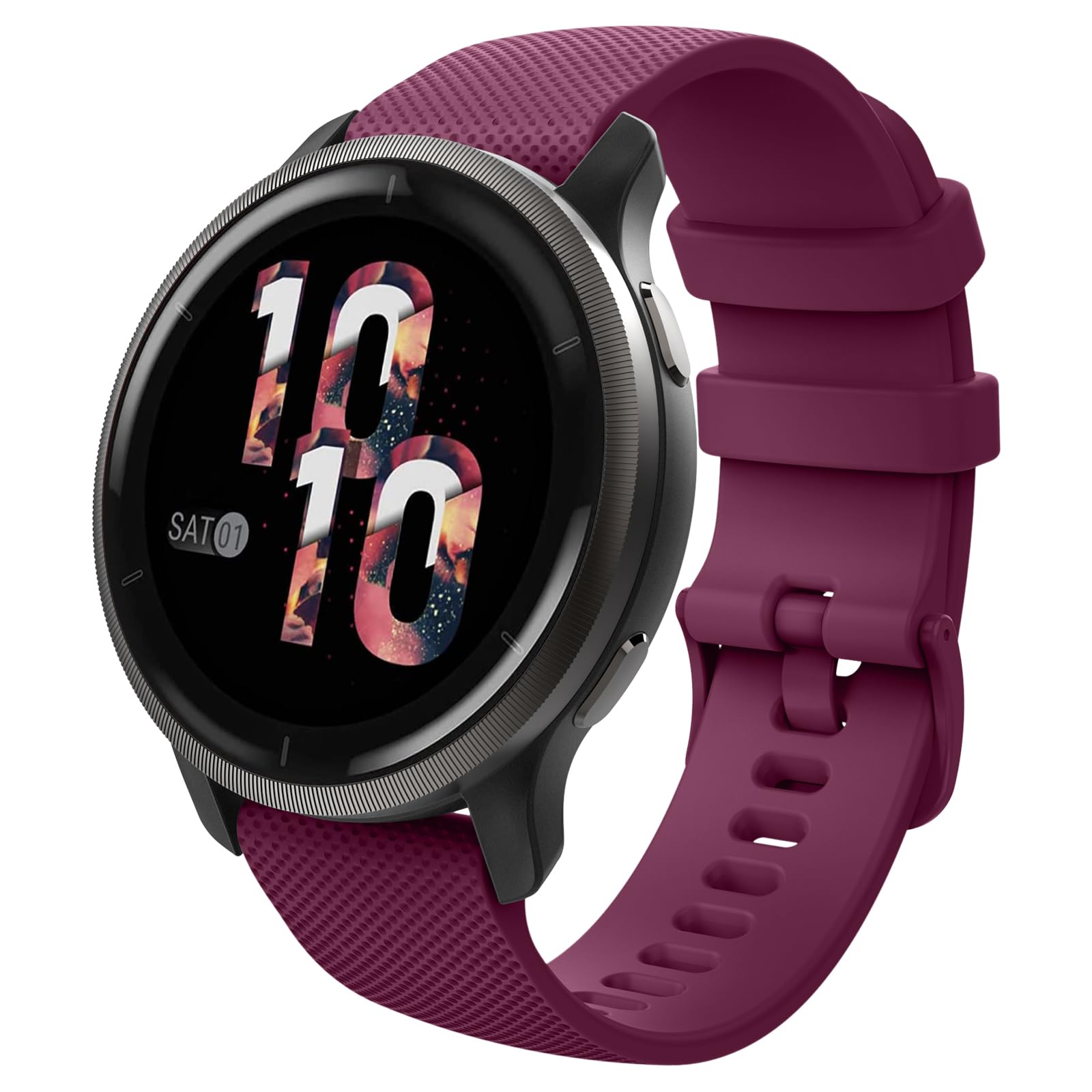 MoKo Strap Compatible with Vivoactive 4S/Venu 4 41mm/3S/2S/Forerunner 265S/255S/255S Music/Vivomove 3S, 18mm Soft Silicone Replacement Watch Band Sport Wristband, Wine Red — image 1