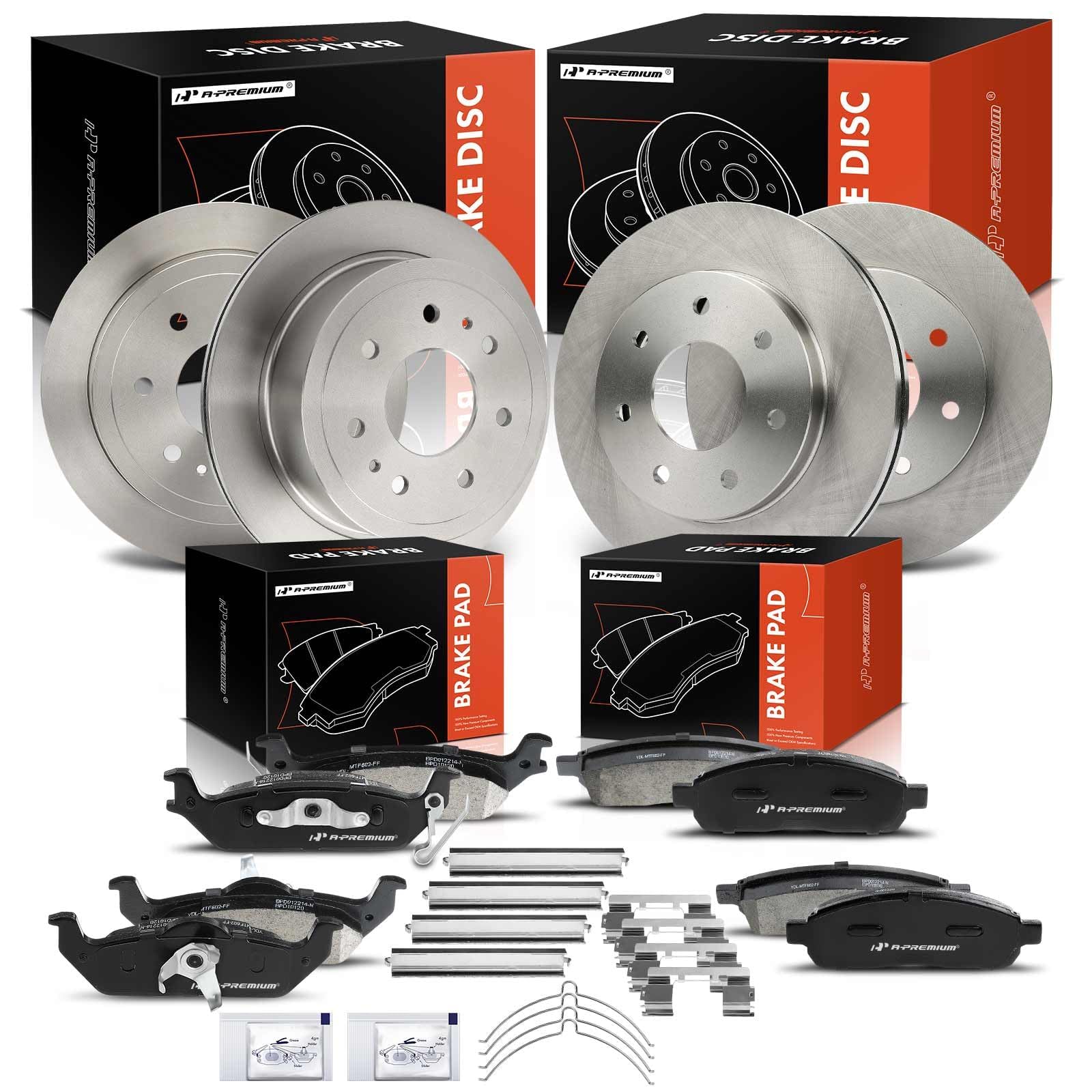Photo 1 of A-Premium Front and Rear Vented Disc Brake Rotors + Ceramic Pads Kit Compatible with Select Ford and Lincoln Models - F-150 F150 2004-2008, Mark LT 2006-2008, 6-PC Set