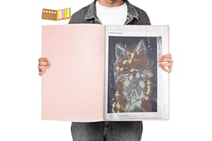 Qunrwe A3 Diamond Painting Storage Book Containers,Portfolio Folder for Artwork,Art Portfolios 60 Pages Pocket with Index Stickers,11.8 x 16.5 inch Clear Protector for Diamond Painting,Artwork(Pink)