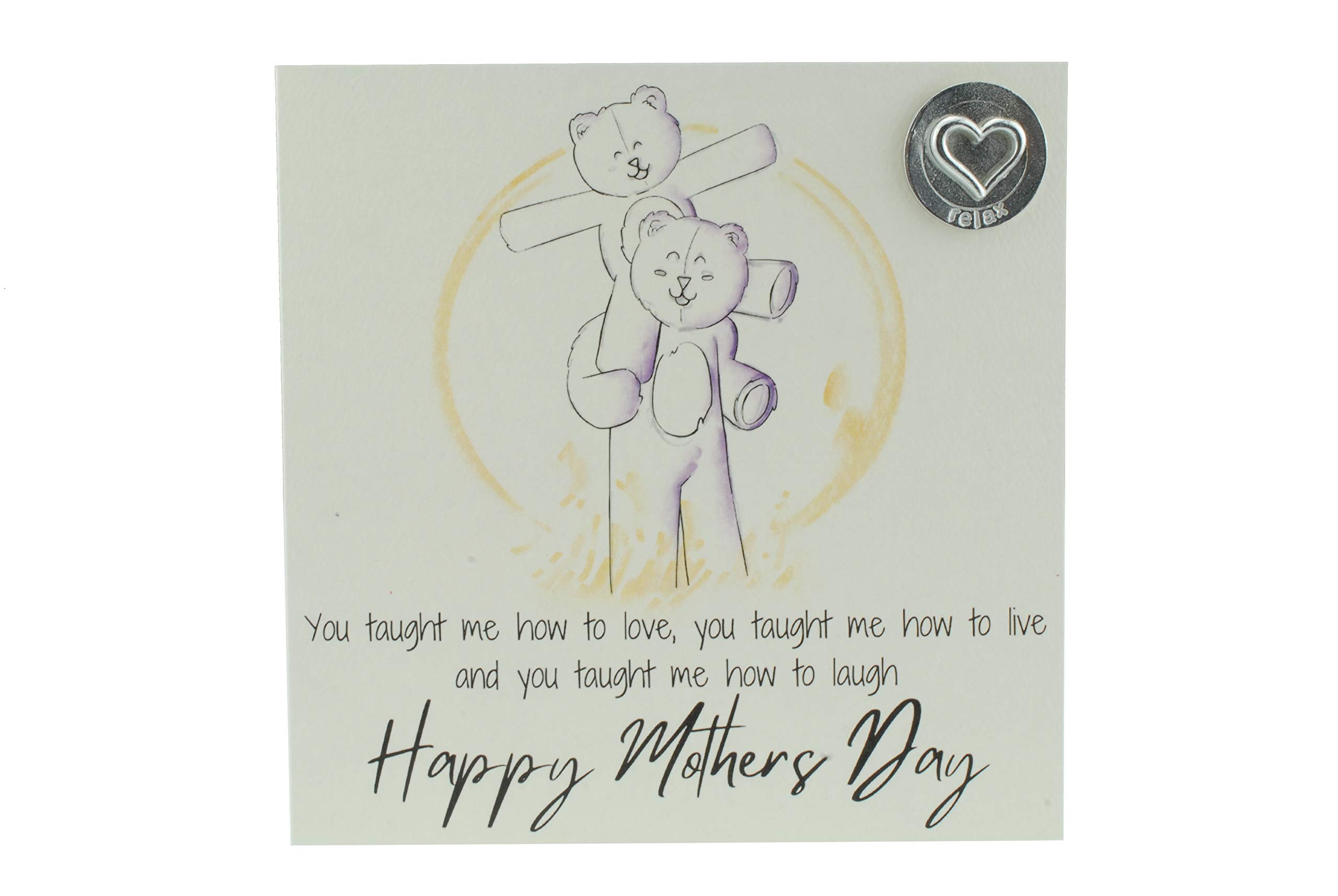 Mothers Day Card with Cute Bear on Shoulders – Comes with ‘Relax’ Gift Token (gc-mumshouldersr)