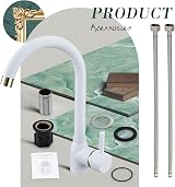 Hapilife White Kitchen Taps Mixer Single Lever Monoblock 360° Spout Gold view 8