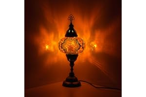 10 Variation Mosland Home Turkish Lamp Mosaic Table Lamps | Turkish Moroccan Lamp with Bronze Base | Handmade Tiffany Night L