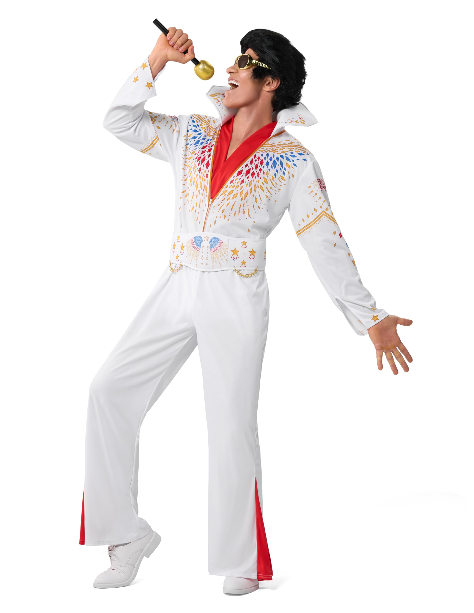 Photo 1 of ***DAMAGED - SEE NOTES/PICTURES*** Spooktacular Creations Halloween Men 50s' White Rock Dance Star Costume for Adult Halloween Costume Cosplay Party