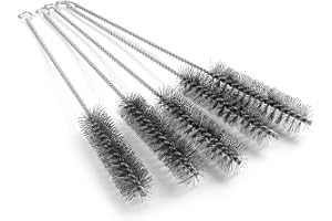 Utoolmart Wire Tube Brushes, Stainless Steel Bottle Bristle Cleaning Spiral Power Pipe Brush, 1.0-inch Diameter 12-inch Long-Handle Cleaner for Auto Parts, Bottles, Tubes, Keyboards,Glass 5pcs